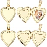 Beebeecraft 1 Box 6Pcs Heart Photo Frame Charms 18K Gold Plated Locket Pendants Love Wedding Photo Charms for DIY Memorial Necklace Making 21.5x17x4.5mm, Hole 5x4mm