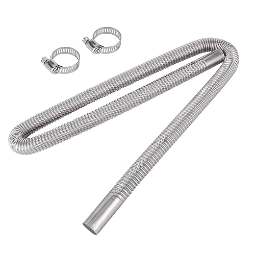 Air Heater Exhaust Pipe - Stainless Steel 2.5cm Inner Diameter, With Clamps & Covers (120cm Length)