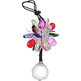 RATCHROLL 1 Pcs Artificial Crystal Flower,Ball Car Rear View Mirror Pendant Accessories Car Hanging Ornament Multicolor