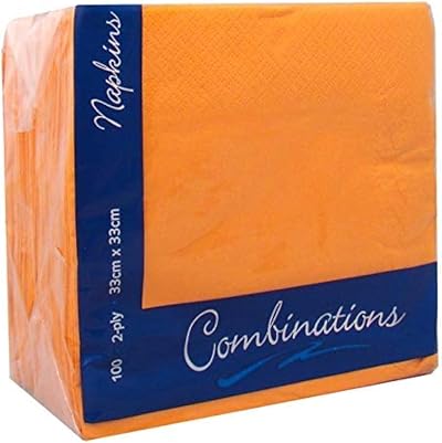 Combinations Orange Napkins 2 Ply 100 Pack 33 cm for Parties Events Dinners