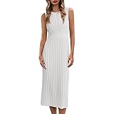 Danedvi Women's Knit Midi Tank Dress Sleeveless Ribbed Crew Neck Fall Bodycon Casual Basic Going Out Dresses