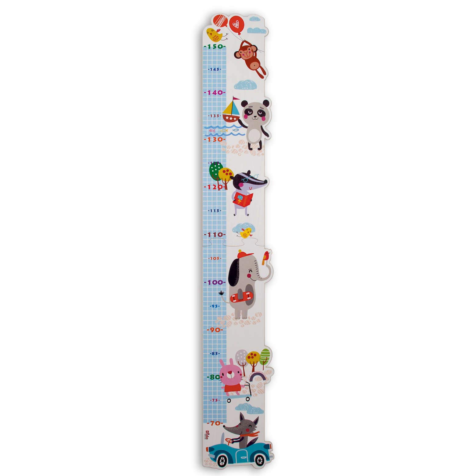 Dida Wooden Wall Meter with Cheerful Animals for Room Decor and Measuring Height of Children - 800g