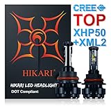 HIKARI LED Headlight Bulbs Conversion Kit -9004(HB1),TOP CREE (XHP50+XM-L2) 9600lm 6K Cool White CREE,2 Yr Warranty