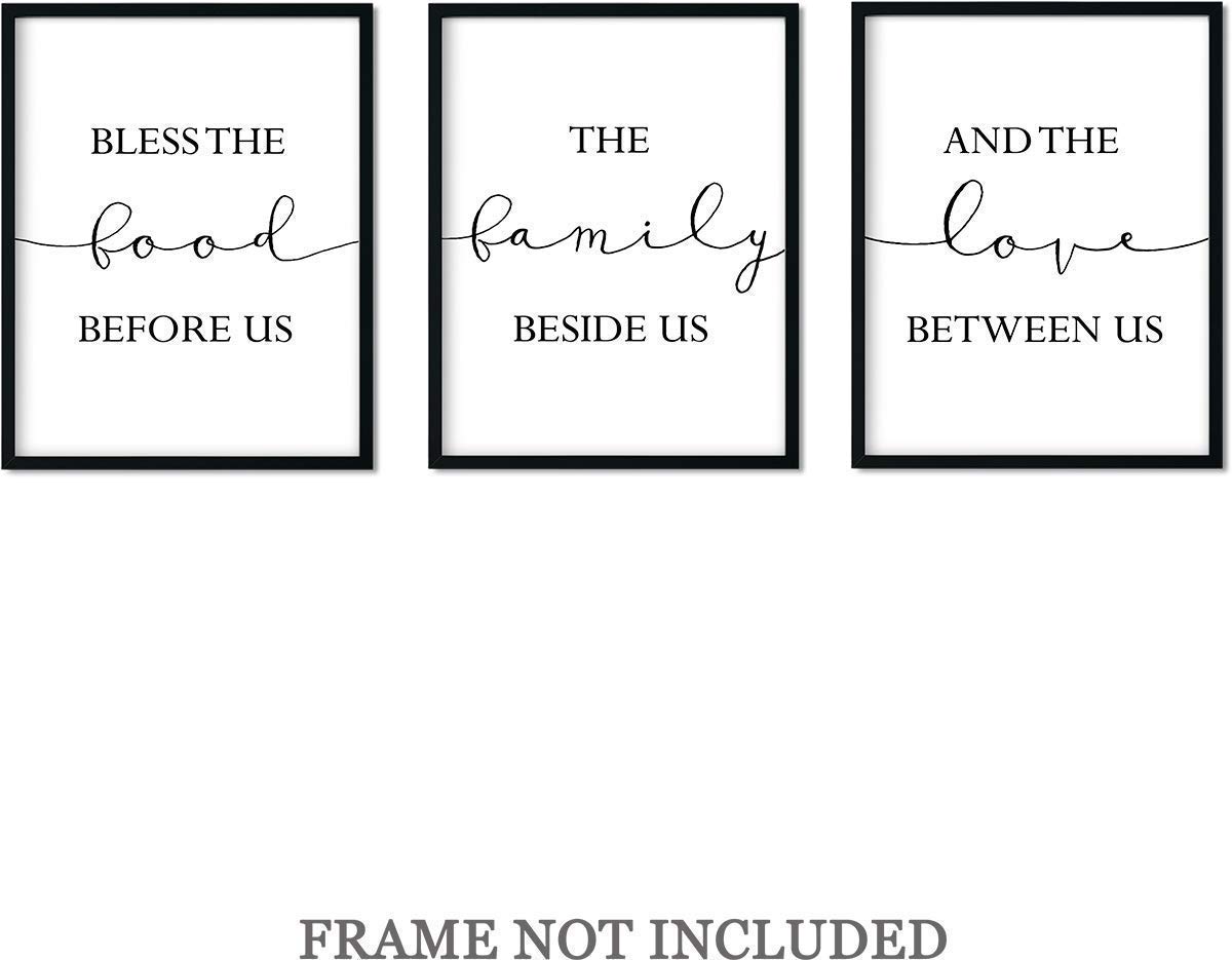 Bless the Food Before Us Wall Art Print Decor - Set of 3-11x14 unframed prints