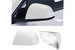 Jaronx Compatible with Tesla Model Y Side Mirror Cover Replacement 2020 2021 2022 2023 2024, Left Driver Side Pearl White Door Rearview Mirror Cover Cap for Tesla Model Y Accessories
