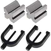 findmall V Block with Clamp Set Hardened Steel 90 Degree Angle Accuracy V Block Set 1-5/8 x 1-1/4 x 1-1/4 Multi-use Gauge Gage Machinist Tool with Wooden Case