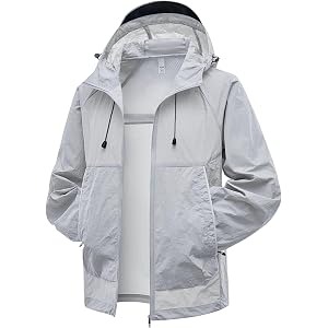 Men’s Sun Protection Jacket Lightweight Full Zip Hoodie Long Sleeve Sun Shirt for Fishing Hiking Outdoor with Pocket
