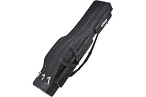 Srempeom 3 Layers Fishing Pole Bag,Portable 3 Layers Oxford Folding Rod Carry Case,Fishing Reel Tackle Storage Bag Case (Blac