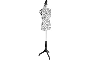 HYNAWIN Female Mannequin Torso Height Adjustable Dress Form Manikin Body with Black Tripod Stand for Clothing Dress Jewelry Display (Black Flower)