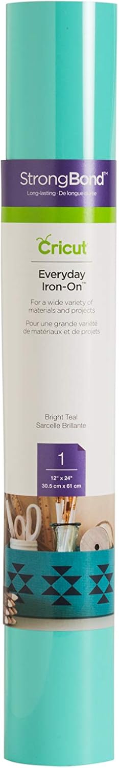 Cricut Everyday Iron On 12” x 24” Vinyl Roll, DIY Decoration Supplies - Bright Teal: Arts, Crafts & Sewing