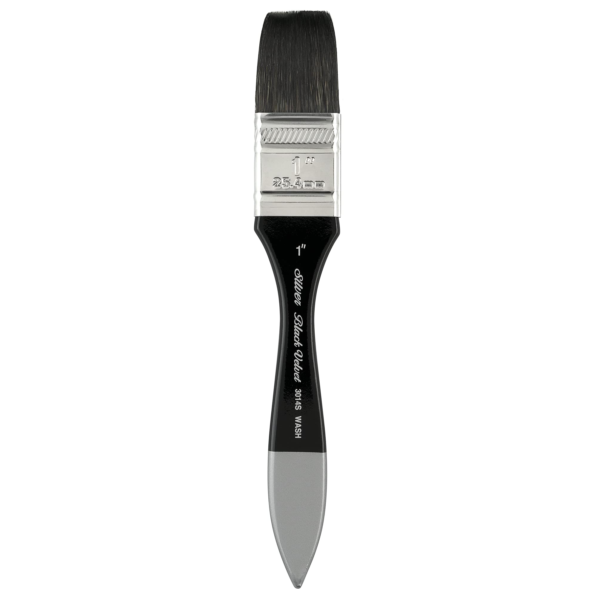 Silver Brush Limited 3014S-1in Black Velvet Professional Wide Wash Blender Brush, Natural Squirrel Hair and Synthetic Mix Blend Filament Watercolour Brush, Size 1 Inch, Short Handle