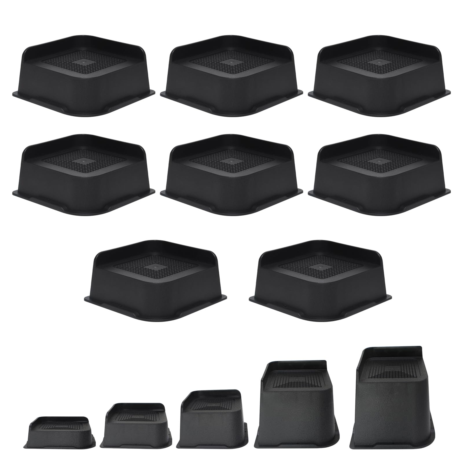 MYMULIKE Bed Risers 2 Inch,Heavy Duty Furniture Risers, Up to 6000 Lbs L Shaped Design Bed Lifts Blocks for Couch Desk Sofa Table Bookshelf（Black,8 Pack）
