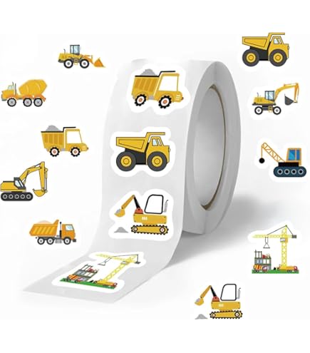 55pcs Construction Stickers, Truck Stickers Digger Funny Party Favors Supplies Birthday Decorations Vehicle Waterproof Tractor Reward Stickers For Kids Adults Water Bottle Laptop