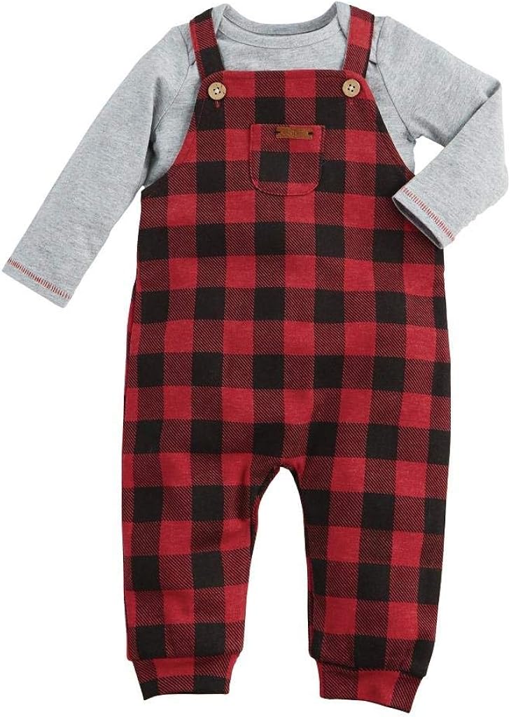 red baby overalls
