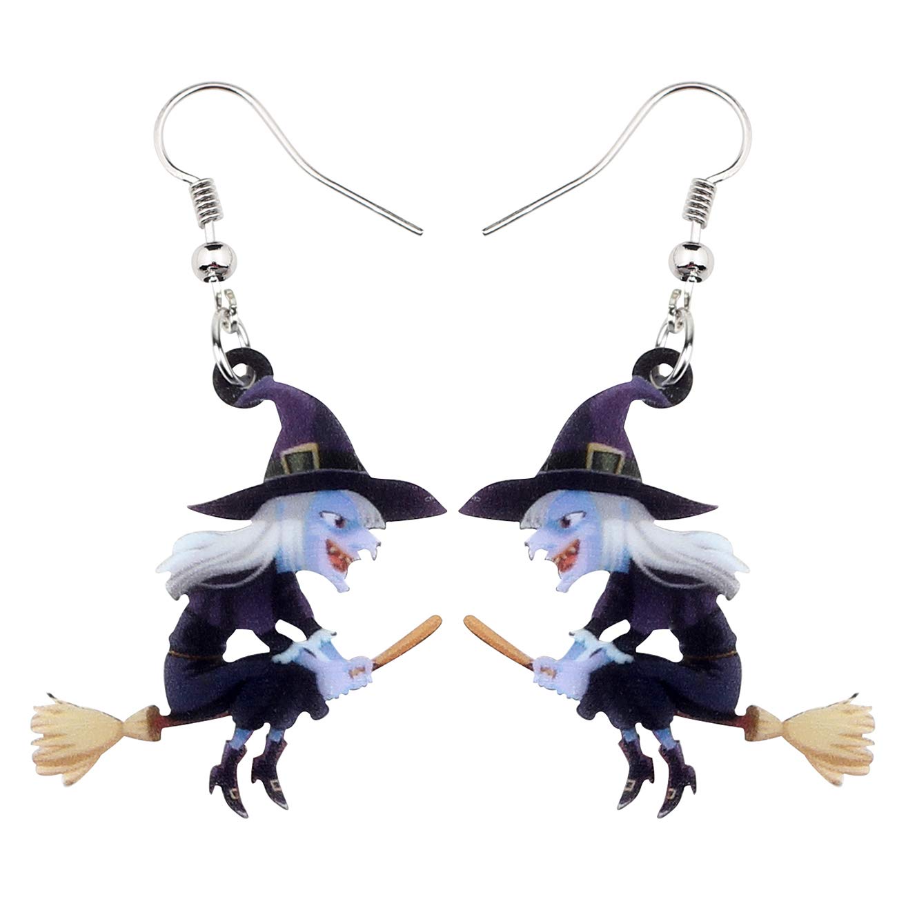 NEWEI Cute Acrylic Halloween Witch Pumpkin Earrings Big Long Dangle Drop For Women Girl Festival Jewelry Gifts Charm (Multicolor)