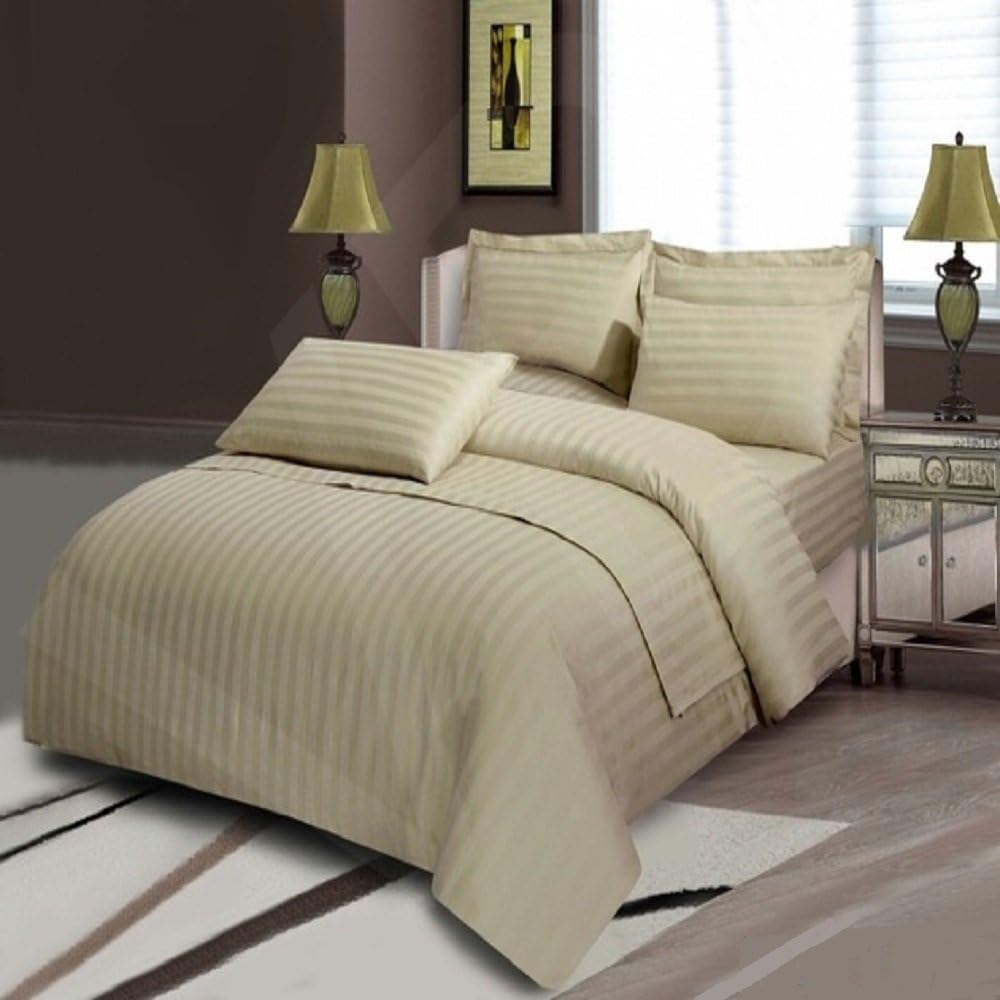 viceroy bedding King Size, Cream, Satin Stripe Duvet Cover and