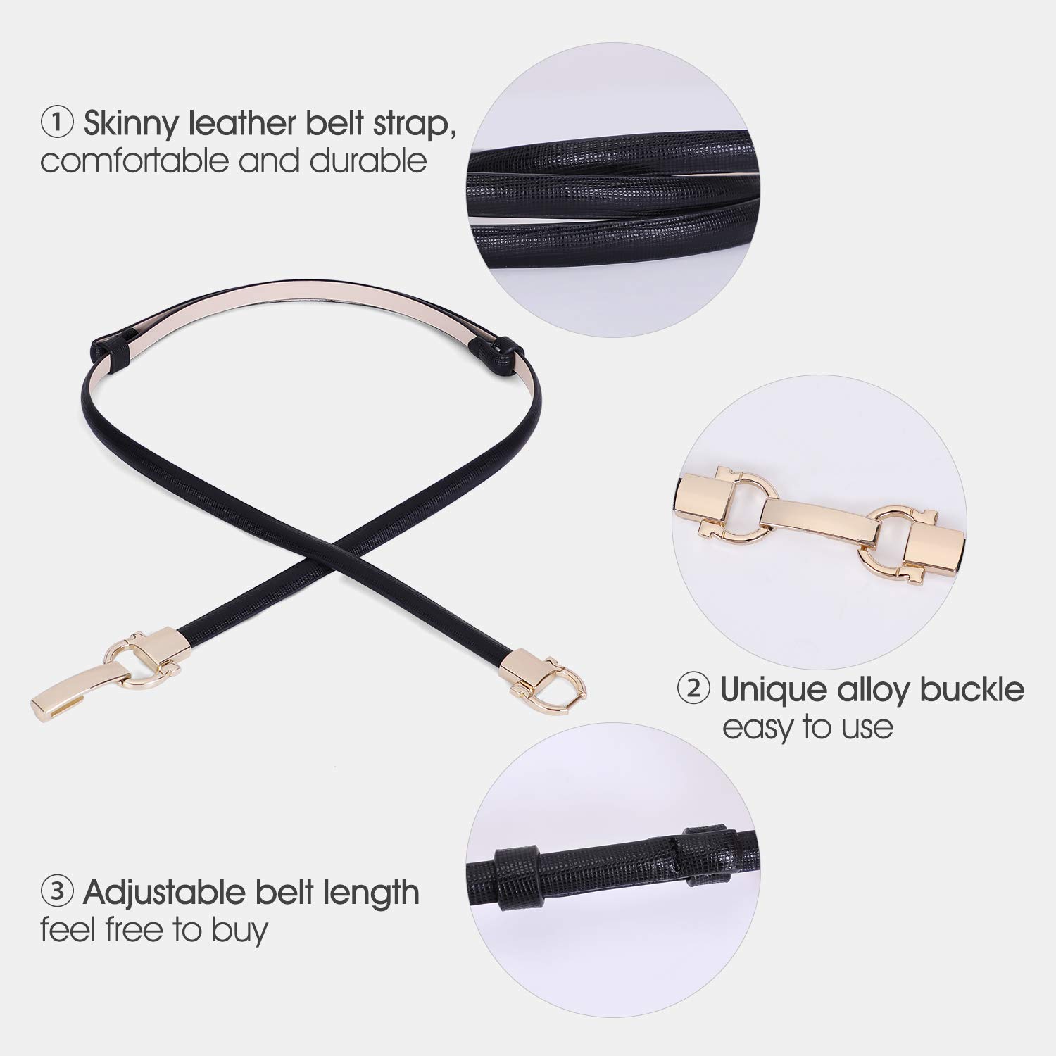 Women Skinny Belt for Dress Adjustable Ladies Girls Thin Waist Belt with 6 Colors by WHIPPY
