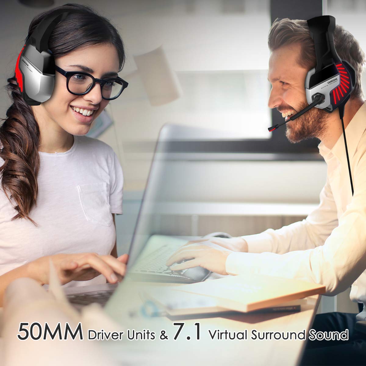 CHEREEKI Cuffie Gaming per PS4, Cuffie da Gioco con Microfono Cancellazione del Rumore, Luce LED e Controllo Volume per PS4/Xbox One X/PC/Nintendo Switch/Laptop/Tablet