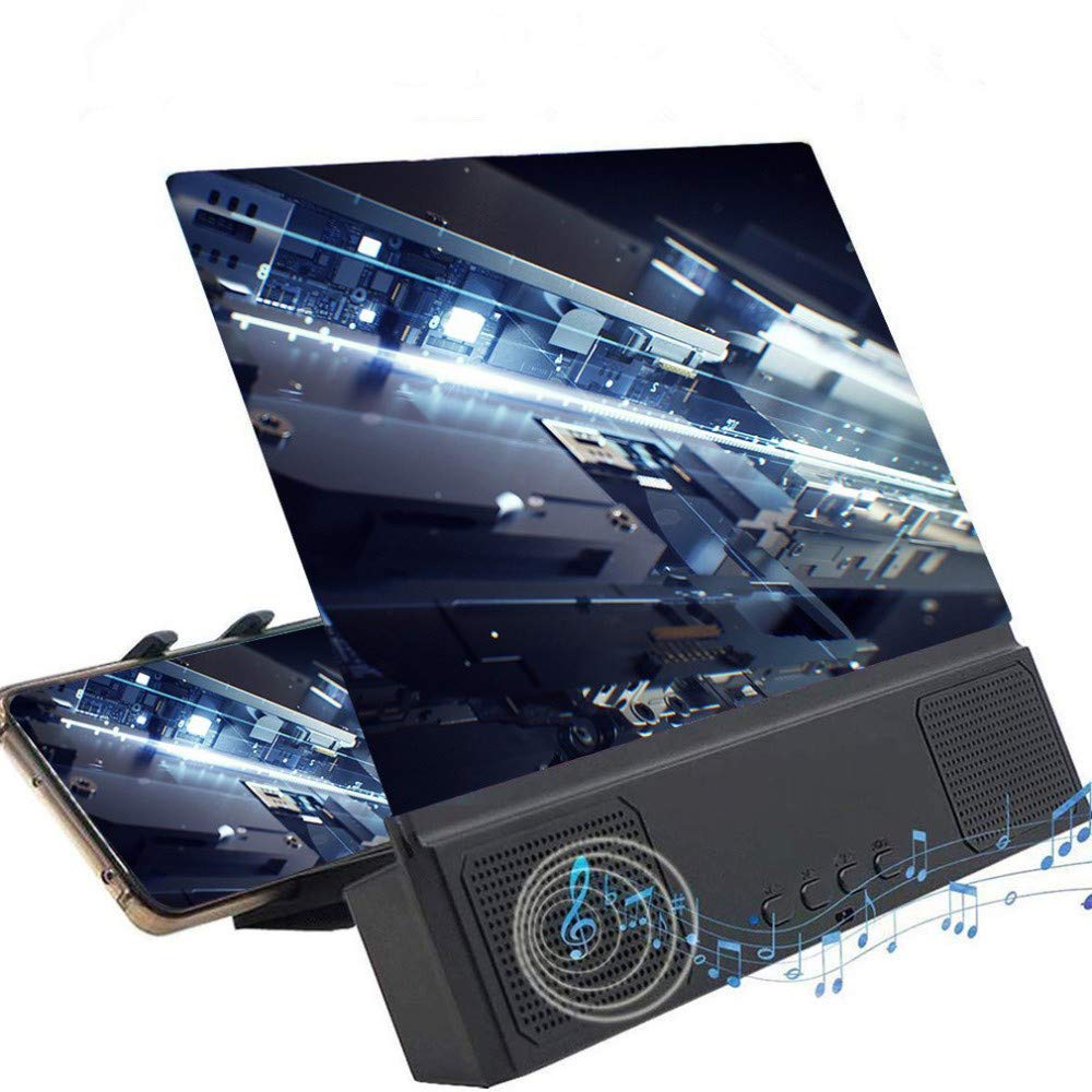 DAXGD Screen Magnifier With Speaker for Smartphone, 12 inch 3D Screen Magnifier Smartphone Magnifying Glass, Phone Amplifier