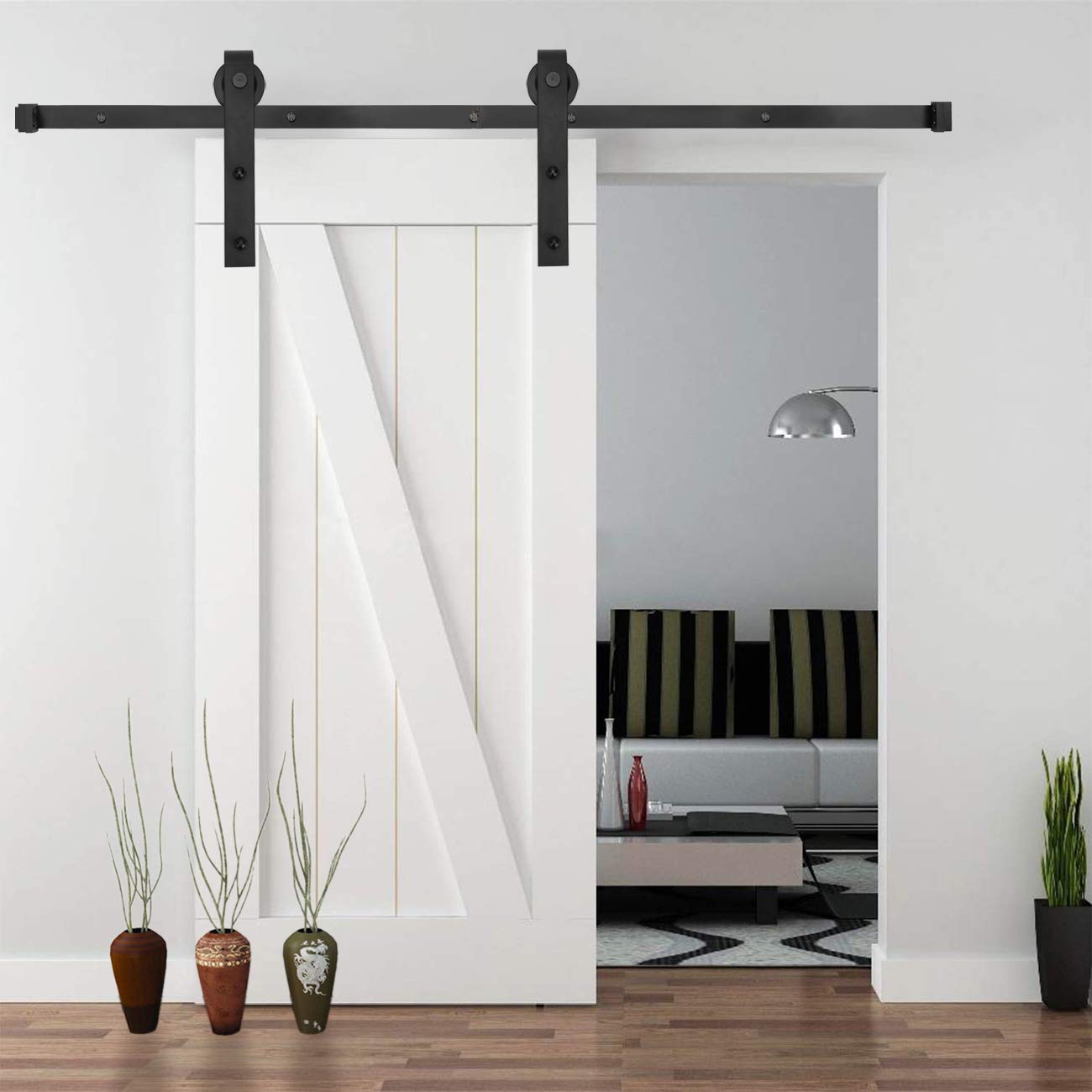 YIGOLD 6.6ft Heavy Duty Sturdy Sliding Barn Door Hardware Kit Factory Outlet Carbon Steel- Ultra Smoothly and Quietly Design-Easy Installation-Fit 35\