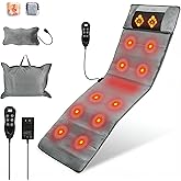 Zorpupoa Full Body Massage Mat with Heat, Full Body Vibrating Heating Pad with Movable Shiatsu Neck Massage Pillow, 10 Vibrating Motors & 3 Heating Pads, Back Massager for Pain Relief
