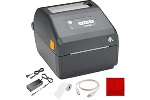 KONCEPT ZD421 Zebra USB/Bluetooth with Zebra app - GK420d Replacement - Direct Thermal Label Printer Bundle with 24V, USB 2.0 Printer Cable, 4x6 Label Roll & Microfiber Cleaning Cloth