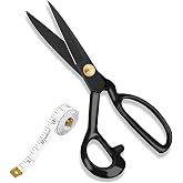 Fabric Sewing Scissors 10 Inch Heavy Duty Tailor Shears Professional | 10 Inch Professional High Carbon Steel Sewing Scissors with Sharp Blades and Rubber Handle for Fabric and Leather Cutting