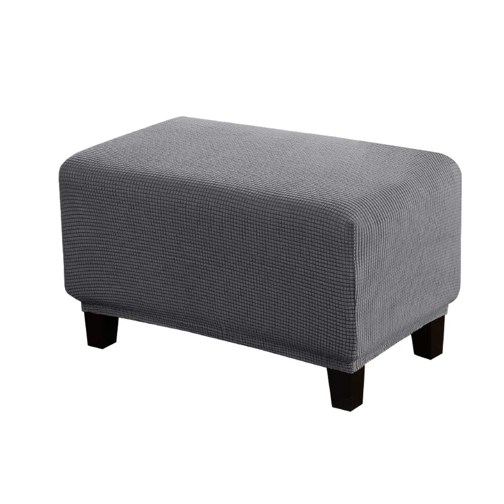 WINS Ottoman Protective Cover for Rectangular Footstool, Square Ottoman Cover, Rectangular Pouffe, Grey