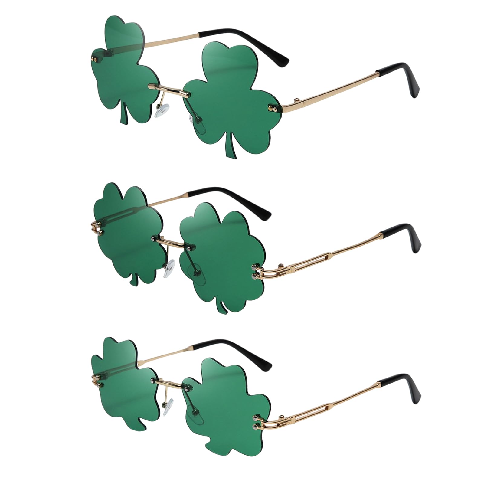 ZMYueda 3 Pcs St Patricks Day Party Glasses, St Patricks Day Accessories, Irish Green Four Leaf Shamrock Glasses Eyeglasses for St. Patrick's Day Party Accessories Decor