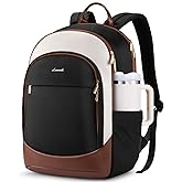 LOVEVOOK 17.3 Inch Laptop Backpack for Women - Work/Business Computer Backpack Purse, Large Capacity Casual Daypack, Travel Bag for Lawyer, Doctor, Teacher, Cream Chestnut Brown