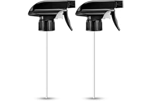 MEM WORLDSHOP Black Trigger Replacement Spray Nozzles with Mist & Stream Sprayer - (2 Pack) - Tops Fit All Standard 28-400 Neck 32oz, 16oz, 8oz Amber Glass Boston Round Bottles for Home, Kitchen, Garden and Office