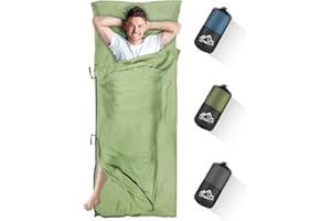 LSTRAGY Sleeping Bag Liner, Updated Adult Sleep Sack & Travel Sheets with Foot Zipper, Lightweight and Portable Camping Sleeping Bag Liners - Ideal for Backpacking, Hostels and Camping