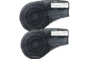 SIKOT Compatible Label Tape Replacememt for M21-750-499 Cartridge with Ribbon 3/4 inches Nylon Labels Tape,Work with BMP21-PLUS/LAB,M210 LAB M211,Black on White Nylon Cloth Film -0.75" Width-2 Pack