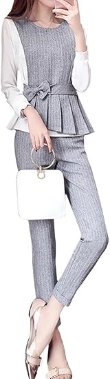 Mystin Jp パンツスーツ レディース 2点セット セットアップ おしゃれ フォーマル スーツ 上下 二点セット 結婚式 お呼ばれ グレー パンツスーツ 通販 Amazon