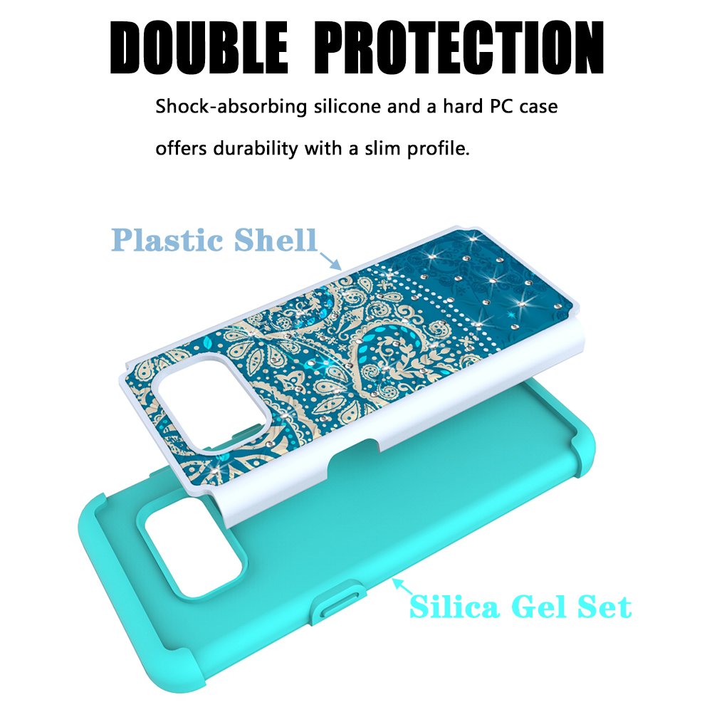 S8 Case, MagicSky [Shock Absorption] Studded Rhinestone Bling Hybrid Dual Layer Armor Defender Protective Case Cover For Samsung Galaxy S8(Flower2)