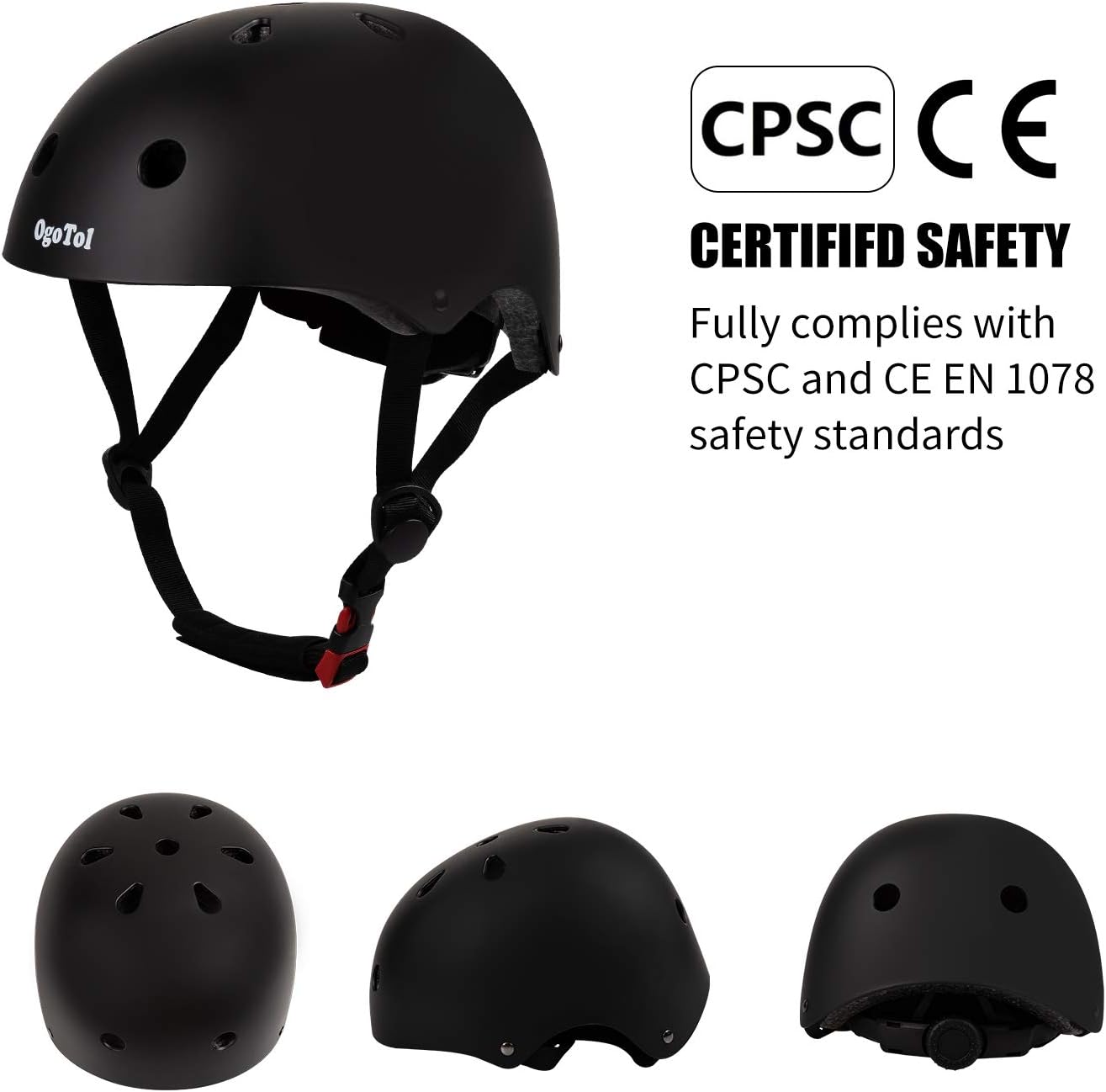 Kids Helmet Toddler Bike Helmets Adjustable Kids Helmet CPSC Certified Multi-Sport Safety Cycling Skating Scooter Helmet for Ages 3-8 Boys Girls (Black) : Sports & Outdoors