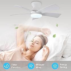 Depuley Modern Ceiling Fan with Light: 35-Inch