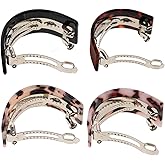KALLORY 4Pcs Tortoise Shell Hair Clips French Barrette Ponytail Holders Hair Barrettes French Snap Closure for Womens Girls Accessories