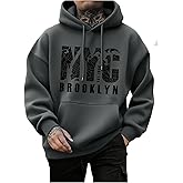 SHENHE Men's Graphic Hoodie Pullover Loose Fit Vintage Fall Fleece Hooded Sweatshirt