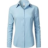 Syrirotus Womens Button Down Shirts Stretchy Long Sleeve Basic Work Formal Casual Blouse