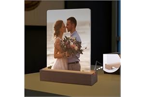 Ahniiqo 2 Pack 5" x 7" sublimation led acrylic photo frames night lights blanks heart shape,with Warm Color Light with Wood Stand for Heat Press Machine Printing