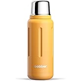 Bobber - 34 oz Vacuum Insulated Stainless Steel Water Bottle with Cup Lid - Dishwasher Safe - Keeps Drinks Hot for 48 Hours and Cold for 72 Hours - Triple Walled Thermo Flask (Ginger Tonic)