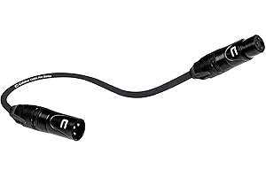 COLUBER CABLE Balanced XLR Cable Male to Female - 0.5 Feet (6 inches) Black - Pro 3-Pin Microphone Cable Connector for Powered Speakers, Audio Interface or Mixer for Live Performance & Recording