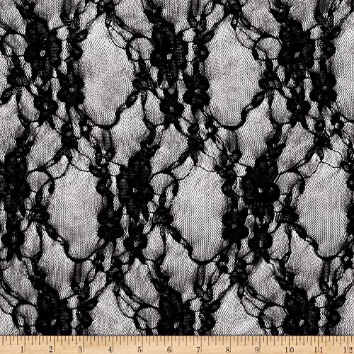 Ben Textiles Giselle Stretch Floral Lace Fabric, Black, Fabric by the yard