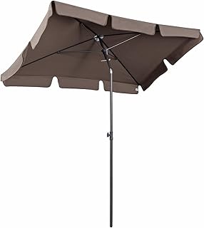 Sekey® 200 × 125 cm Sonnenschirm Marktschirm Gartenschirm Terrassenschirm Sonnenschutz UV 50+ Cappuccino Quadratisch