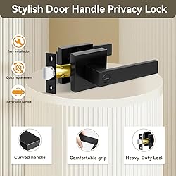 KAMOTA Privacy Door Levers, 7 Pack Matte Black Door