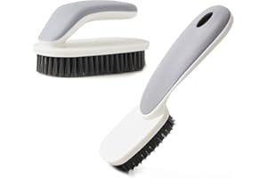KAGYUAN Laundry Scrub Brush 2 Pack - Soft Bristle Shoe & Clothes Scrubbing Brush for Stains - Household Cleaning Tool for Bathroom Countertop & Bathtubs (Gray)