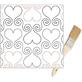 Pantographs for Longarm Quilting - Paper Roll Long Arm Quilting Machine Patterns for Quilt Making - Hearts Abound Long Arm Quilting Patterns - Set Has Machine Rails and Tracks Wiping Brush