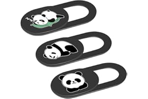 HKDGYHON Laptop Camera Cover Slide, 0.02 Inch Ultra Thin Cute Panda Camera Cover for MacBook Pro Laptops Smartphone Mac PC Tablets for Echo Spot Show, Webcam Cover Protecting Your Visual Privacy (Panda-Black)