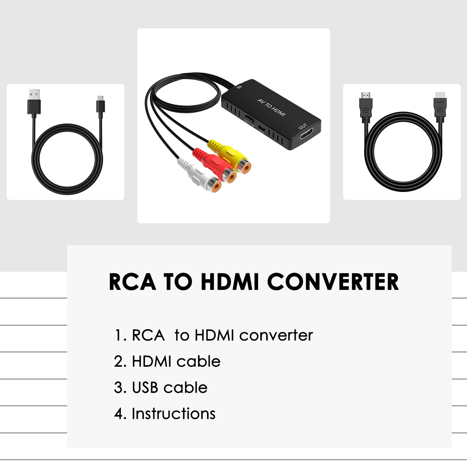 Convertisseur RCA Vers HDMI LiNKFOR - Pour Wii, PS2, N64 - Ratio 4:3/16:9 - 1080P